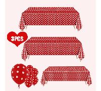 TEMU Mantel de 1/3 piezas de rojos, temática del Día de San Valentín, mantel de plástico desechable para de San Valentín, de matrimonio, , decoración de de despedida de soltera, 137.16 x 274.32 cm