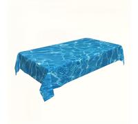 TEMU Mantel de mesa desechable para decoración de en la costa, mantel de plástico azul con ondas oceánicas de 137 x 274 cm, mantel rectangular para picnic festivos