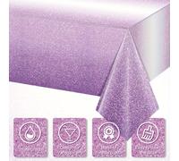 TEMU Mantel de plástico desechable rectangular para , degradado lila, para boda, , aniversario de boda, suministros de decoración para fiestas, 54x108 pulgadas