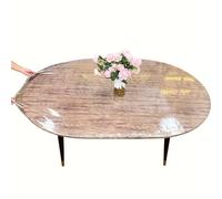 TEMU Mantel Ovalado Transparente de Vinilo Ajustado, Mantel de Olio Resistente con Bordes Elásticos, Protector de Mantel de Plástico con Diseño de Bordes Elásticos para Mesa