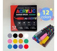 TEMU Marcador de acrílico de 12 colores, punta de de tinta acuarela, se puede utilizar en roca, vidrio, madera, cerámica y tela, adecuado para pintura y manualidades, uso artístico profesional