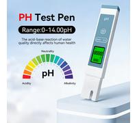 TEMU Medidor de pH Digital, Probador de Calidad del Agua de Precisión 0.01 con Retroiluminación, de PH de 0-14 para Agua Potable, Acuario, Hidroponía, Piscina, No Baterías
