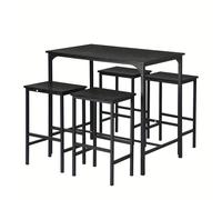 TEMU Mesa de 4 sillas de bar, juego de cocina-comedor, juego de y taburetes de bar, para , , jardín, pub, 100x60x90 CM, taburetes de bar 30x40x65 CM, negro marmolado
