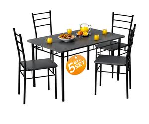 TEMU Mesa de comedor CASARIA® con 4 sillas Madera 5piezas Set Metal 110X70Cm Estilo industrial moderno Sillas de comedor y cocina Muebles de comedor Conjunto de asientos Leo