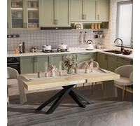 TEMU Mesa de Comedor de Cocina, Estilo Industrial, Mesa de Comedor de Cocina Extensible de Madera, Mesa de Cocina Rectangular Rústica con Patas de Hierro de X, 120 Cm X 75 Cm X 70 Cm, Color Madera