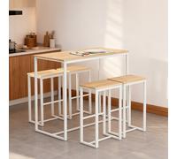 TEMU Mesa de Comedor Mesa Mesa de Cocina Conjunto de Comedor Con 4 Taburetes de Bar 1 Mesa 4 Plazas Taburetes Mesa de Para Cocina Comedor Espacios Pequeños Natural 100x96x60cm SoBuy PHU26-XO