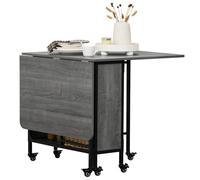 TEMU Mesa de comedor plegable HOMCOM, mesa de cocina rectangular plegable, mesa extensible con ruedas para 6 , y estante incorporado, para espacios pequeños, comedor,