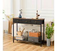 TEMU Mesa de Consola Cajones de Tela, Mesa de Entrada Industrial con Almacenamiento, Mesa Estrecha para Sofá para , Entrada, Pasillo, Sofá, Corredor, Marrón y Negro