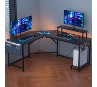 TEMU Mesa de ordenador para juegos en , mesa para jugadores de 135 cm x 55 x 74 cm de soporte para pantalla, tablero de fibra de carbono, mesa de juego ergonómica con bolsa y gancho