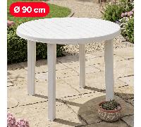 TEMU Mesa Plastico Exterior, Mesa para Jardín, Interior, Comedor, para 4 Pesonas, Resistencia y Fácil Limpieza, Color , 90cm diámetro