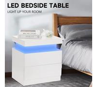 TEMU Mesita de noche con luz LED, 2 cajones y 3 cajones, cómoda de , mesa de noche, armario para dormitorio y