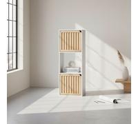 TEMU MOBLEKIT | Estantería 3 Compartimentos 30x29x87.5 cm Blanca con de Madera, Mueble Auxiliar para Almacenaje en Dormitorio, Baño o Salón, Acabado Mate