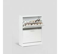 TEMU MOBLEKIT | Zapatero 2 Niveles 60×24×80 cm , Mueble Zapatero con Puertas Abatibles, Organizador Zapatos para Entrada o Dormitorio, Estantería Calzado
