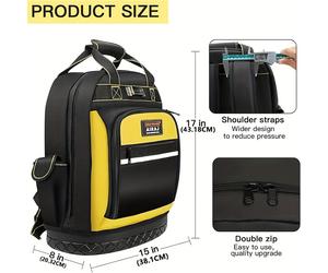 TEMU Mochila Multifuncional AIRAJ de Gran Capacidad, Base de Plástico Impermeable y Diseño de Múltiples Bolsillos, Correa de Ajustable, Bolsa de Almacenamiento Específica para Electricistas