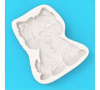 TEMU Molde de silicona West Highland Terrier, collar de pelo esponjoso, placa de , lengua obediente, , molde de silicona para hacer fondant y chocolate