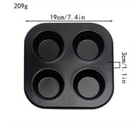 TEMU Molde para pastel de 4 cavidades para horno, molde para hornear de acero al carbono de calidad para galletas y muffins, bandeja redonda para hornear de 4 cavidades