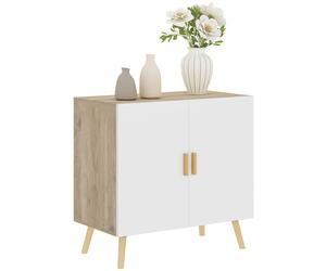 TEMU Mueble buffet HOMCOM, mueble de almacenamiento, con de bambú, estante ajustable, base elevada, para , cocina, comedor, 76 x 41, 2 x 74 cm y madera natural