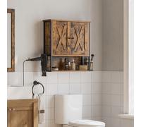 TEMU Mueble de pared para baño marrón y negro, , 3 estantes ajustables, soporte para secador de pelo y cepillo, estilo industrial, 60 x 16 x 60 cm