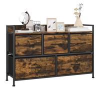 TEMU Mueble Organizador Cajonera de Tela con Cajones Plegables y de Acero Estilo Industrial para Salon Recibidor Dormitorio 98x29x63 cm Marron