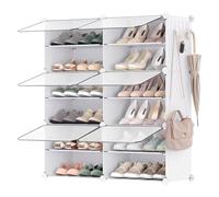 TEMU Mueble Zapatero Plástico, 6 Compartimentos para 24 de Zapatos, con Puertas, Estructura de Acero y Estantes de Plástico, Armario para Dormitorio