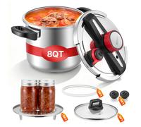 TEMU Olla a Presión VEVOR, 7L de Acero Inoxidable, con Rejilla para Cocinar al Vapor, de Vidrio Templado, Tres Niveles de Presión para Carne, Frijoles, Arroz, , Salsas, 100 kPa