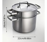 TEMU Olla para pasta de acero inoxidable, olla vaporera, juego de ollas para cocinar al vapor con cesta vaporera y
