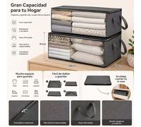 TEMU Organizador de Almacenamiento para Closet y Hogar | Cajas Plegables para Ropa, Cobijas, Toallas y Edredones | Ventana Transparente y Resistentes