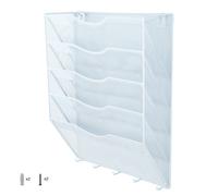 TEMU Organizador de archivos colgante de pared con 5 bolsillos, carpeta vertical de pared, organizador de con 5 ganchos para llaves para oficina y aula,