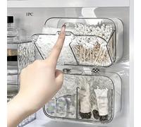 TEMU Organizador de baño de montaje en pared fácil de instalar sin taladro | Almacenamiento extraíble para cosméticos, perfumes y lápiz labial, bandejas de baño, bandejas de baño