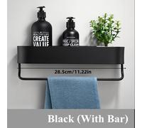 TEMU Organizador de Baño Negro Versátil y Ahorrador de con Barra para Toallas - Estante de Ducha en la Pared para Cosméticos, Champú y Almacenamiento de Gel de Baño