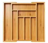 TEMU Organizador de cajón expandible de bambú, 1 pieza, bandeja ajustable, divisores de cajón de madera para cubiertos, cubertería, cuchillos en cocina, dormitorio o