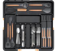 TEMU Organizador de Cajones para Cubiertos Expandible | Bandeja de Almacenamiento de Cocina Ajustable, Soporte para Tenedores y Utensilios, Fácil de Limpiar y Lavar, Disponible en