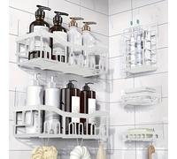 TEMU Organizador de Ducha Adhesivo, Paquete de 5, Acero Inoxidable Antioxidable con Gran Capacidad, Estantes sin Taladro para Almacenamiento en Baño y Decoración del Hogar, Organizadores de Ducha