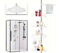 TEMU Organizador de Ducha de 4 Niveles con Ajustable y Altura - Estante de Baño /Empotrado, Ideal para Baños Pequeños, de con Cesta de Almacenamiento