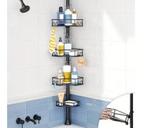 TEMU Organizador de ducha de esquina con de tensión, organizador de ducha de 4 niveles sin , estante ajustable para almacenamiento de baño, estante de pie de fácil instalación, de 34 a 116 pulgadas