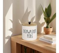 TEMU Organizador de Madera para Cápsulas de Lavavajillas con - Organizador de Cocina para Cápsulas de Detergente, Regalo de Decoración de Granja para y Inauguración de la Casa | Negro