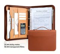 TEMU Organizador de portafolio de cuero sintético premium con cremallera - Tamaño A4, Carpeta de presentación de negocios y legales para hombres y mujeres