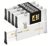 TEMU Organizador de separadores de cajones con paneles altos ajustables de 4 pulgadas, expandible de 11 a 17 pulgadas, adecuado para dormitorios, baños, armarios, ropa, oficinas y cocinas