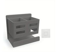 TEMU Organizador para pared sin taladro, estante de almacenamiento multifuncional para lavabo de baño para peine, cepillo de dientes y afeitadora