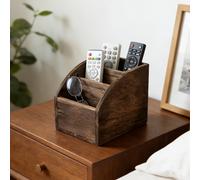 TEMU organizadora de madera con control remoto, vendido | de almacenamiento retro de múltiples compartimentos para mesita de noche, escritorio de , uso multiusos, cestas para estantes