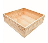 TEMU organizadora individual de almacenamiento de artesanía de madera, que mide 9.84 X 9.84 X 3.15 pulgadas, contenedor de madera rústica de forma cuadrada para decoración del hogar