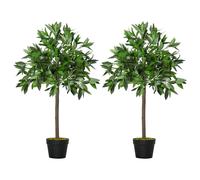 TEMU Outsunny 2 Plantas Artificiales de 90 cm Arboles de Decorativos con para Hogar Salon Uso en Interiores y Exteriores Verde
