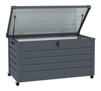 TEMU Outsunny Baúl de Exterior 311 L Arcón de Almacenaje Impermeable de Acero Galvanizado con 2 4 Ruedas y 1 Cerradura con Llave para Patio Jardín 120x62x66 cm
