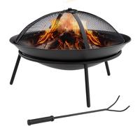 TEMU Outsunny Brasero Exterior para Jardín de de Metal con Protector de y Atizador para Camping al Ø47x33 cm Negro