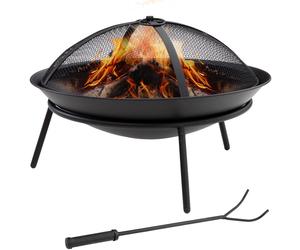 TEMU Outsunny Brasero Exterior para Jardín de de Metal con Protector de y Atizador para Camping al Ø47x33 cm Negro