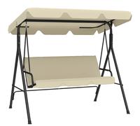 TEMU Outsunny Columpio de Jardín Exterior de 3 Plazas, Balancín de Jardín Exterior con Techo Ajustable, Cojín y de Acero, para , , Patio, Carga 240 kg, 172x118x153 cm, Beige