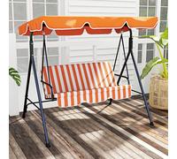 TEMU Outsunny Columpio de Jardín Exterior de 3 Plazas, Balancín de Jardín Exterior con Techo Ajustable y de Acero, para , , Patio, Carga 240 kg, 172x110x153 cm, Naranja