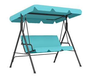 TEMU Outsunny Columpio de Jardín Exterior de 3 Plazas, Balancín de Jardín Exterior con Techo Ajustable y de Acero, para , , Patio, Carga 240 kg, 172x110x153 cm, Verde