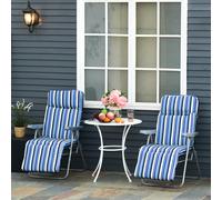 TEMU Outsunny Conjunto de 2 Tumbonas Plegables Tumbonas de Jardín de Acero con Cojín Acolchado Respaldo Regulable en 5 Posiciones y Reposapiés 60x75x65-102 cm Rayas Azul