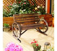 TEMU Outsunny de Madera para Exteriores con Apoyabrazos de Rueda Envejecido Jardin Balcon 105, 5x59x75 cm Marron